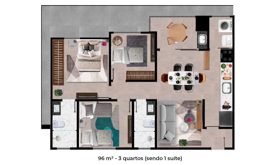 Planta de 96 m²